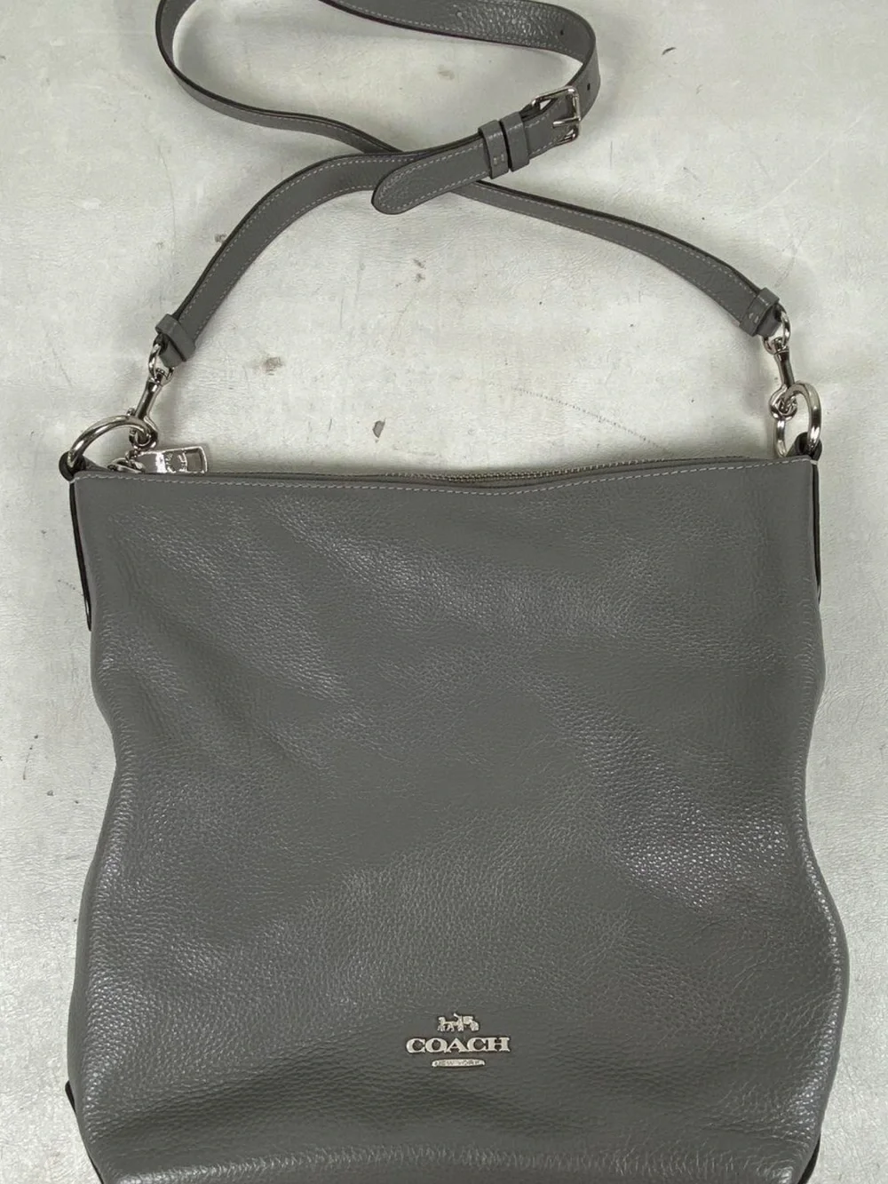 Coach Pebbled Leather Shoulder Bag in Gray